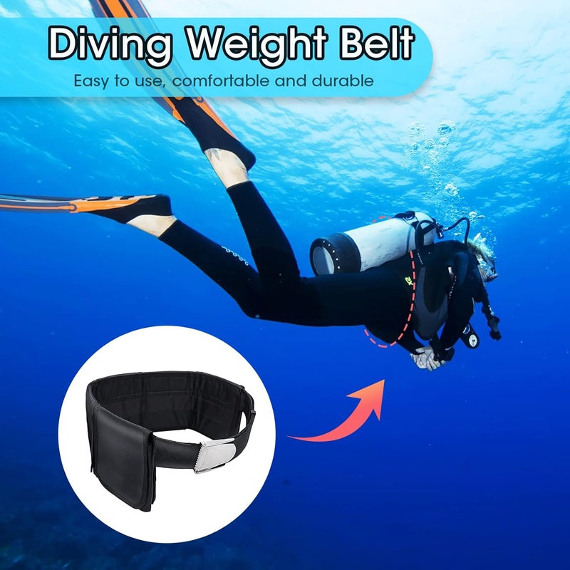 Pluzluce Scuba Weight Belt with 5 Pockets, Quick-Release Buckle Diving Pocket Weight Belt Adjustable Snorkeling Webbing Weight Pouch Belt fit for Waist 32" to 52" (Not Including Weights) - Image 3
